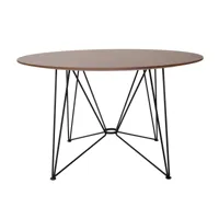 acapulco design - table à manger placage the ring table ø120cm - noyer, noir/plateau de table placage/structure acier peint par poudrage/hxø 74x120cm