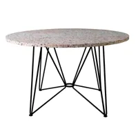 acapulco design - table à manger terrazzo the ring table ø120cm - terrazzo , noir/plateau de table placage/structure acier peint par poudrage/hxø 74x1