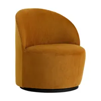 audo - fauteuil lounge pivotant tearoom velours - jaune moutarde/étoffe jab anstoetz champion 041/lxhxp 89x78x70cm/structure mdf laqué noir