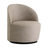 audo - fauteuil lounge pivotant tearoom - gris/étoffe kvadrat by sahco safire 004/lxhxp 89x78x70cm/structure mdf laqué noir