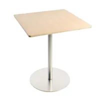 la palma - table de bistrot carrée brio h72cm - chêne blanchi/plateau de table en bois de bouleau/lxlxh 60x60x72cm/structure chromé mat