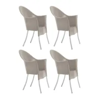 driade - set de 4 chaise de jardin avec accoudoirs lord yo - gris clair/pantone warm gray 4u/matière plastique/pxhxp 64x95x66cm