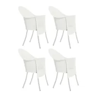driade - set de 4 chaise de jardin avec accoudoirs lord yo - blanc/ral 9016/matière plastique/pxhxp 64x95x66cm