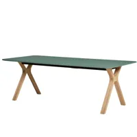 andersen furniture - table à manger extensible space bois massif 220x95cm - vert foncé/stratifié/lxpxh 220x95x74cm/structure chêne blanc pigmenté