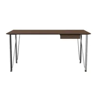 fritz hansen - bureau avec tiroir fh3605™ - noyer, chromé/plateau de table plaqué mdf/structure acier chromé/lxhxp 152x72x80cm