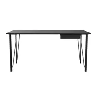 fritz hansen - bureau avec tiroir fh3605™ - frêne noir, noir/plateau de table plaqué mdf/structure en acier revêtu par poudre/lxhxp 152x72x80cm