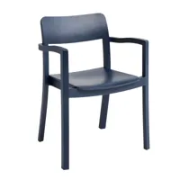 hay - chaise avec accoudoirs pastis - bleu acier/frêne laqué à base d'eau/lxhxp 59,5x80x50cm/avec patins en plastique