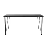fritz hansen - bureau fh3605™ - frêne noir, chromé/plateau de table plaqué mdf/structure acier chromé/lxhxp 152x72x80cm