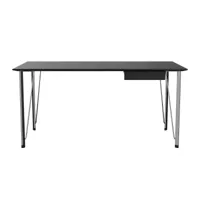 fritz hansen - bureau avec tiroir fh3605™ - frêne noir, chromé/plateau de table plaqué mdf/structure acier chromé/lxhxp 152x72x80cm
