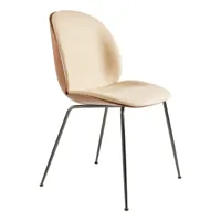 gubi - chaise de salle à manger rembourré tissu beetle 3d veneer - roux 134/dedar flair special fr/lxhxp 56x87x53,5cm/structure chrome noir/coque du s