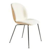 gubi - chaise de salle à manger rembourré tissu beetle 3d veneer - blanc 001/dedar karakorum/lxhxp 56x87x53,5cm/structure mat noir/coque du siège en c