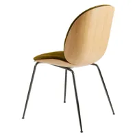 gubi - chaise de salle à manger rembourré tissu beetle 3d veneer - vert 40/glamour mumble/lxhxp 56x87x53,5cm/structure chrome noir/coque du siège en c