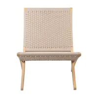 carl hansen - chaise de jardin mg501 cuba pliable - sésame/ruban tressé pour l'extérieur/lxhxp 61x76x79cm/structure teck non traité