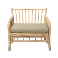 bloomingville - fauteuil lounge de jardin sole - naturel/lxlxh 80x77x75cm/y compris le coussin de siège/adapté à l’intérieur et à l’extérieur