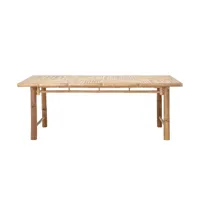 bloomingville - table de jardin en bambou sole - naturel/lxlxh 200x100x74cm/dessus de table h 4cm/adapté à l’intérieur et à l’extérieur