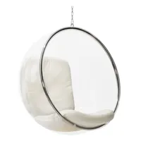 eero aarnio originals - fauteuil bubble chair - blanc/cuir sorensen savanne white 30399/lxhxp 103x105x90cm