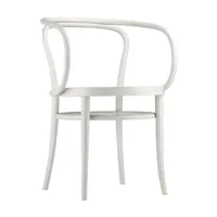 thonet - chaise avec accoudoirs 209 - blanc vitré tp 200/teinté/siege clayonnage en roseaux avec renfort/avec patins en plastique