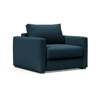 innovation - fauteuil-lit cosial 80 - bleu marine/tissu 580 argus navy blue (100% polyester recyclé)/lxhxp 119x85x110cm/structure acier laqué noir