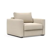 innovation - fauteuil-lit cosial 80 - beige/tissu 586 phobos latte (100% polyester)/lxhxp 119x85x110cm/structure acier laqué noir