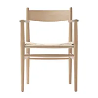 carl hansen - chaise avec accoudoirs ch37 structure chêne - chêne savonnée/tresse fils de papier naturel/lxhxp 58x81x50cm