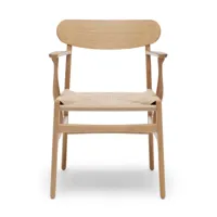 carl hansen - chaise avec accoudoirs ch26 structure chêne - chêne huilé/tresse fils de papier naturel/pxhxp 59x79x52cm