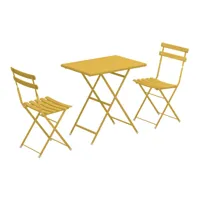 emu - set de table de jardin + 2 chaises de jardin arc en ciel - jaune curry/revêtu par poudre/table: lxpxh 70x50x74cm/chaise: lxhxp 42.5x81x43cm
