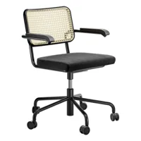 thonet - chaise de bureau s 64 spvdr - noir /tissu gabriel step 60999/lxhxp 68x77-89x68cm/structure tube d'acier noir ral 9005