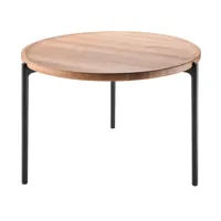 eva solo - table basse savoye ø 60cm - chêne naturel/huilé/h x ø 42x60cm/structure aluminium noir peint par poudrage