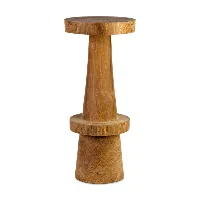pols potten - tabouret de bar simple bois - cognac/h 74cm x ø 32cm/bois dimb sculpté à la main