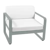 fermob - fauteuil de jardin bellevie - gris lapilli/texturé/coussin étoffe sunbrella® gris blanc/lxhxp 85x71x75cm