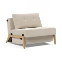 innovation - fauteuil cubed 90 chêne - naturel/étoffe 612 blida sand grey/lxhxp 98x79x98cm/structure chêne laqué