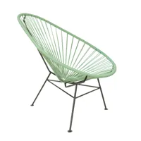 acapulco design - fauteuil acapulco classic - sauge, noir/assise pvc/structure acier peint par poudrage/lxhxp 70x90x95cm