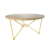acapulco design - table d'appoint the low table ø65cm - terrazzo/agrumes/plateau de table terrazzo/structure acier peint par poudrage/hxø 36x65cm