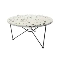 acapulco design - table d'appoint the low table ø65cm - terrazzo/aztèque/plateau de table terrazzo/structure acier peint par poudrage/hxø 36x65cm