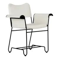 gubi - chaise avec accoudoirs de jardin structure noir tropique - blanc/étoffe leslie limonta 06/lxhxp 71x86x58cm/coussin d'assise h5cm/structure acie