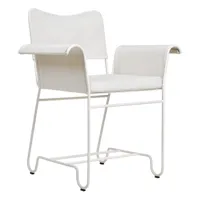 gubi - chaise avec accoudoirs de jardin structure blanc tropique - blanc/étoffe leslie limonta 06/lxhxp 71x86x58cm/coussin d'assise h5cm/structure aci