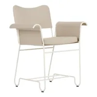 gubi - chaise avec accoudoirs de jardin structure blanc tropique - roux/étoffe leslie limonta 12/lxhxp 71x86x58cm/coussin d'assise h5cm/structure acie