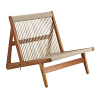 gubi - chaise de jardin lounge mr01 initial - iroko/huilé/lxlxh 65x88x33cm/assise et dossier en sunfire melange roux sable
