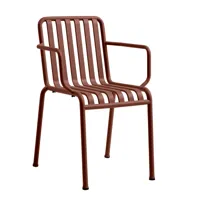 hay - chaise de jardin avec accoudoirs palissade - rouge de fer/revêtu par poudre/lxhxp 51x80x56cm