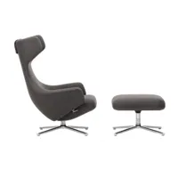 vitra - fauteuil & repose pied grand repos étoffe - gris classique/cosy 2 10 (80% laine vierge, 20% polyamide)/étoffe avec couture contrastée/point de