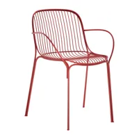 kartell - chaise de jardin avec accoudoirs hiray - rouge rouille/laqué/lxhxp 56x79x55cm