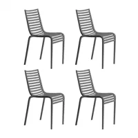 driade - set de 4 chaise de jardin pip-e - gris g11/mat/pxhxp 44x83x52,5cm