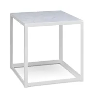 e15 - table d'appoint empilable fk12 fortyforty marbre - blanc/marbre bianco carrara/pxpxh 40x40x40cm/1x plaque d'insertion amovible 38x38x1,9cm