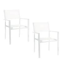 jan kurtz - ensemble de 2 fauteuils de jardin cubic - blanc/pxhxp 57x85x45cm/structure aluminium revêtu par poudre blanc