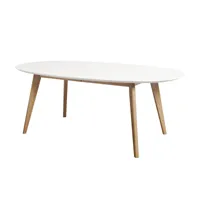 andersen furniture - table à manger extensible dk10 bois massif - blanc/stratifié/lxpxh 190x110x72cm/structure chêne huilé