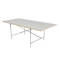 richard lampert - table eiermann 1 structure centré 90x200cm - blanc/mélamine lisse 2,8cm/bord de chêne/h 72cm/tige rallonge 3,5cm trame perforée/stru