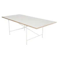 richard lampert - table eiermann 1 structure centré 90x200cm - blanc/mélamine lisse 2,8cm/bord de chêne/h 72cm/tige rallonge 3,5cm trame perforée/stru