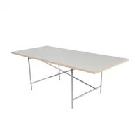 richard lampert - table eiermann 1 structure centré 90x180cm - blanc/mélamine lisse 2,8cm/bord de chêne/h 72cm/tige rallonge 3,5cm trame perforée/stru