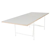 richard lampert - table eiermann 1 structure excentrique 90x200cm - blanc/mélamine lisse 2,8cm/bord de chêne/h 72cm/tige rallonge 3,5cm trame...