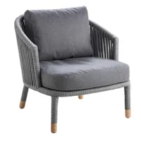 cane-line - fauteuil de jardin moments - gris/étoffe cane-line airtouch®/assise cane-line soft rope/structure acier revêtu par poudre/teck